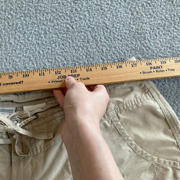 Columbia Shorts Large Drawstring Zip Relaxed Beige Pocket Khaki Hike Outdoor Y2K - Picture 11 of 15